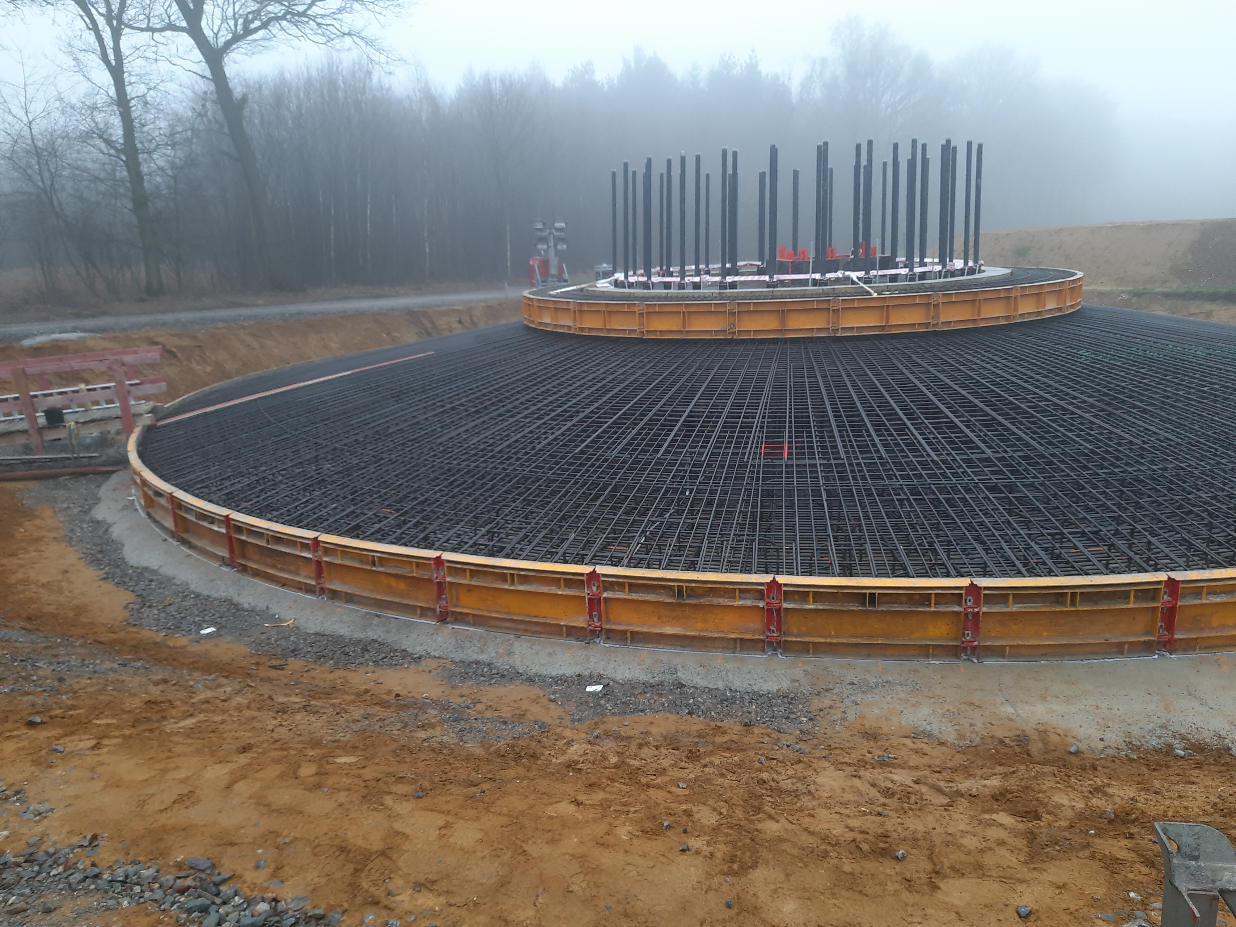 Fundament einer Windkraftanlage, Stahlrondel