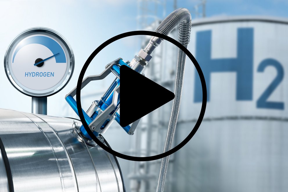 Wasserstoff Wasserstofftank mit einem H2-Symbol